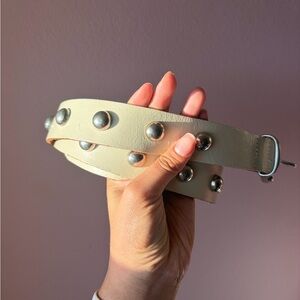 Free People Cream Leather Stud Belt